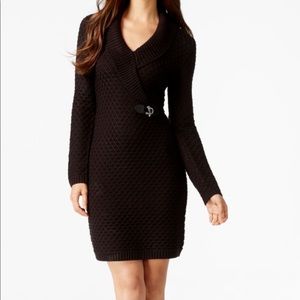 CALVIN KLEIN Cable-Knit w/ Side-Buckle Black Dress
